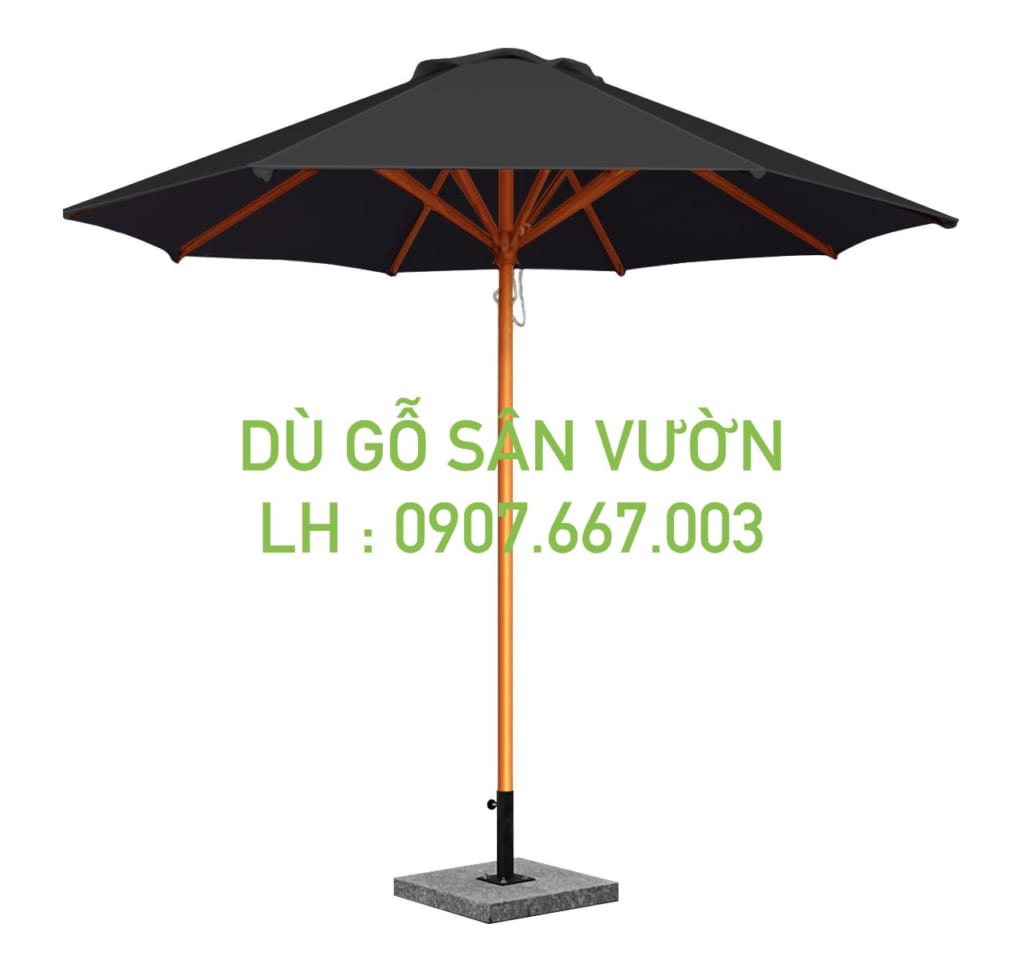 Dù gỗ ngoài trời kích thước 3m màu đen 1 tầng