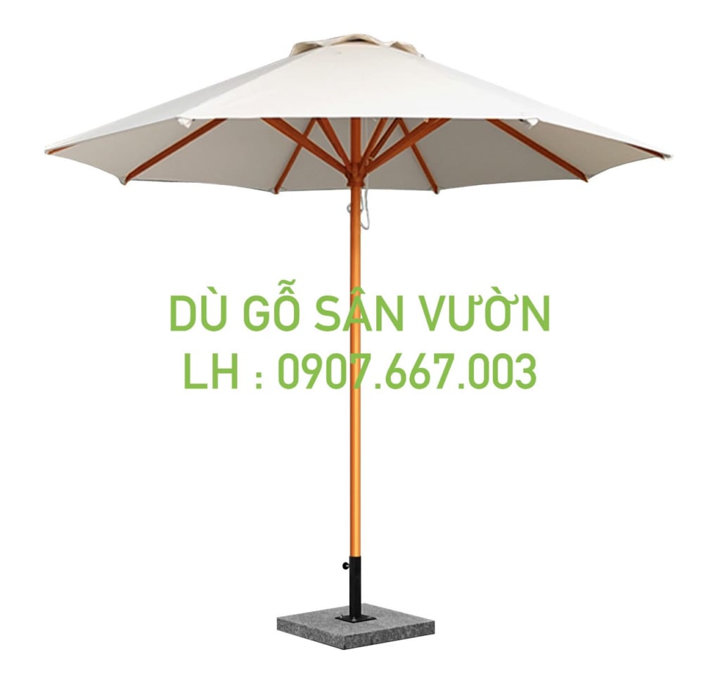 Dù gỗ ngoài trời kích thước 3m màu kem 1 tầng