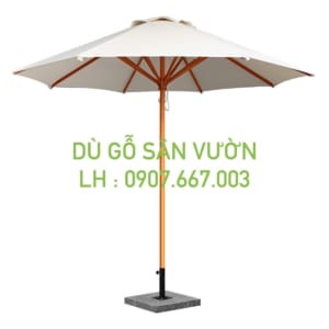 Dù gỗ ngoài trời kích thước 3m màu kem 1 tầng