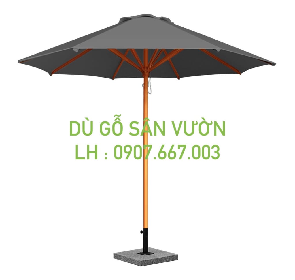 Dù gỗ ngoài trời kích thước 3m màu xám 1 tầng