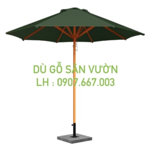 Dù gỗ ngoài trời kích thước 3m màu xanh rêu 1 tầng