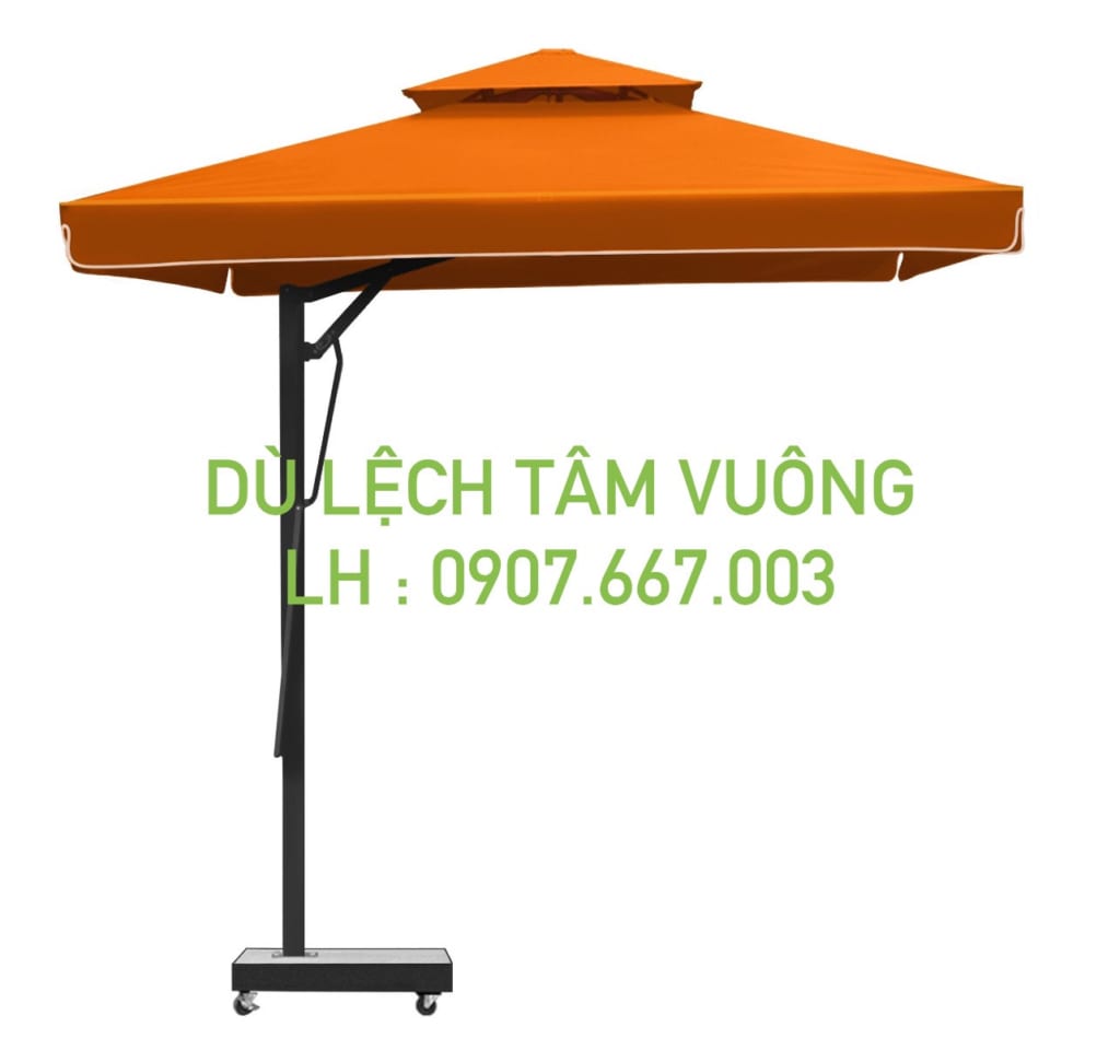 Dù lệch tâm vuông kích thước 3mx3m màu cam 2 tầng