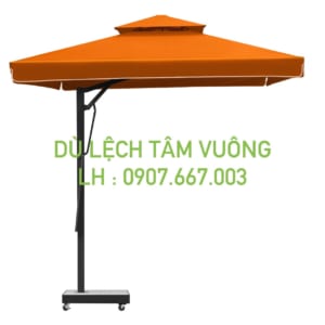 Dù lệch tâm vuông kích thước 3mx3m màu cam 2 tầng
