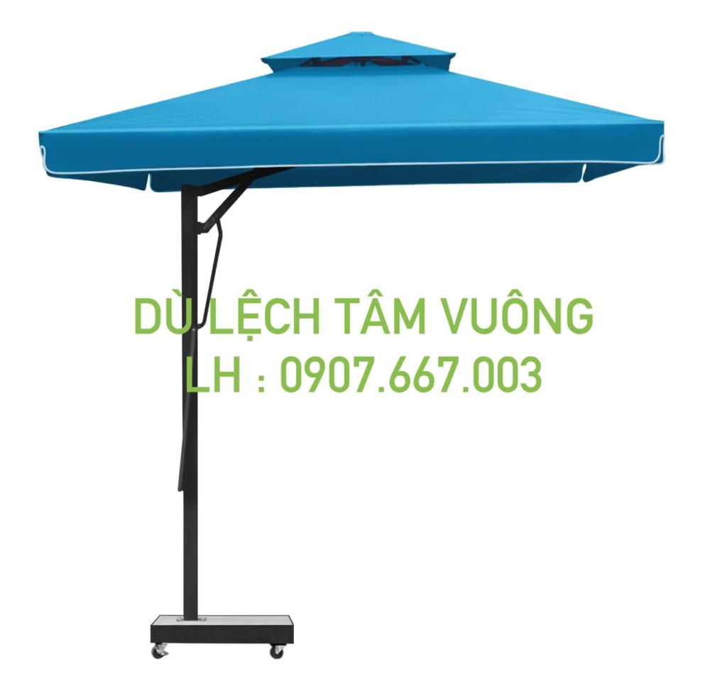 Dù lệch tâm vuông kích thước 3mx3m màu xanh biển 2 tầng