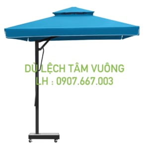 Dù lệch tâm vuông kích thước 3mx3m màu xanh biển 2 tầng