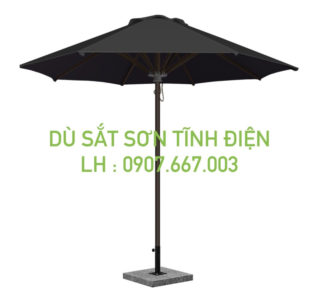 Dù sắt sơn tĩnh điện kích thước 3m màu đen 1 tầng