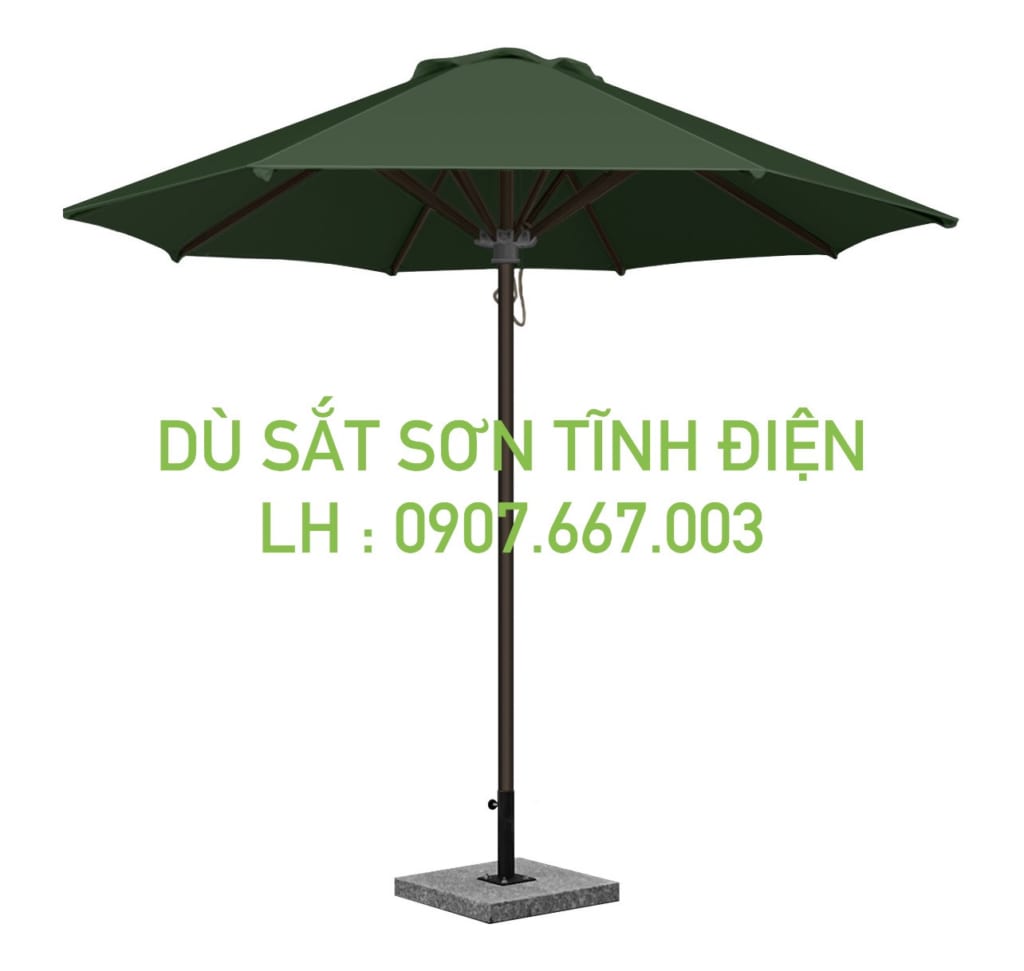 Dù sắt sơn tĩnh điện kích thước 3m màu xanh rêu 1 tầng