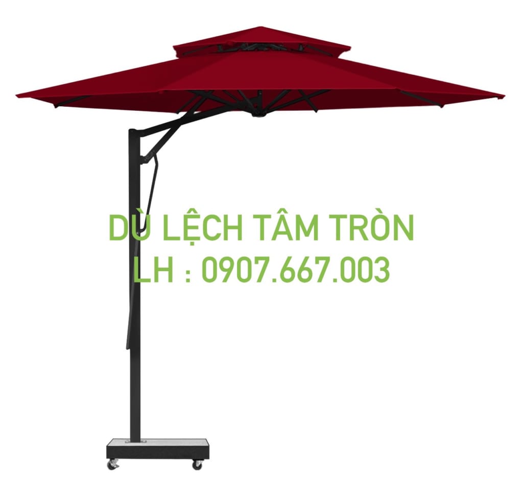 Dù tròn lệch tâm kích thước 3.5m màu đỏ đô 2 tầng