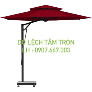 Dù tròn lệch tâm kích thước 3.5m màu đỏ đô 2 tầng