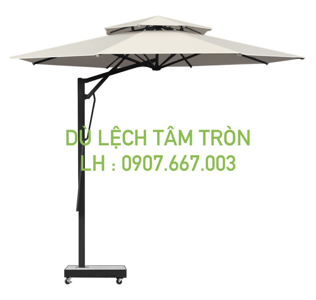 Dù tròn lệch tâm kích thước 3.5m màu kem 2 tầng