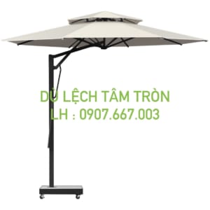 Dù tròn lệch tâm kích thước 3.5m màu kem 2 tầng