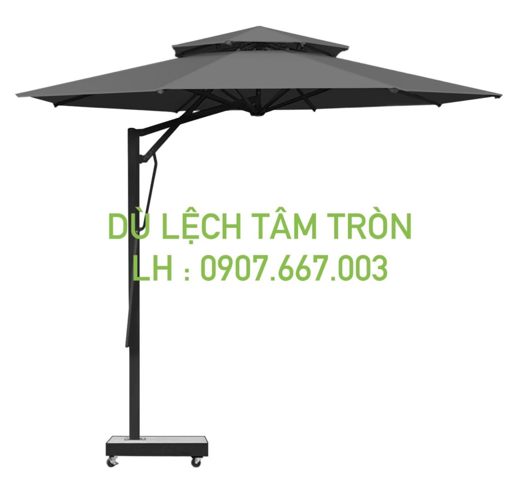 Dù tròn lệch tâm kích thước 3.5m màu xám 2 tầng