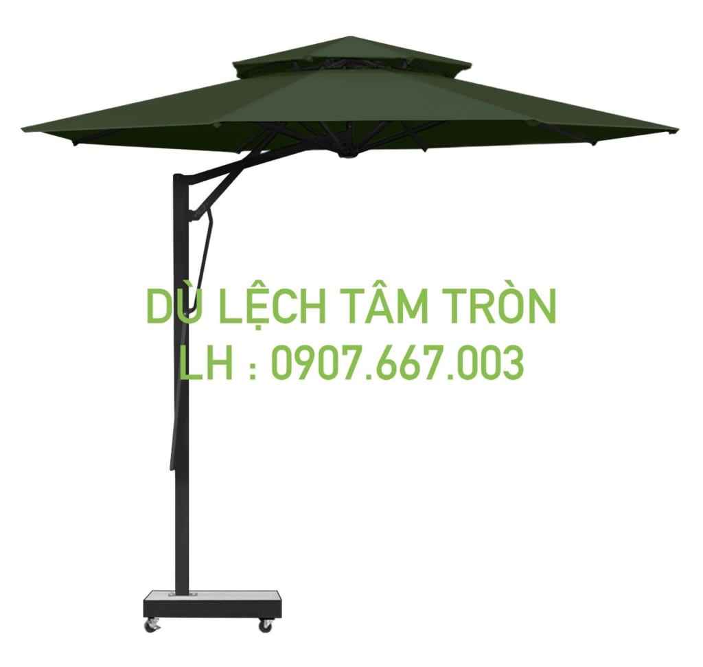 Dù tròn lệch tâm kích thước 3.5m màu xanh rêu 2 tầng