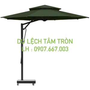 Dù tròn lệch tâm kích thước 3.5m màu xanh rêu 2 tầng
