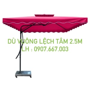Dù vuông lệch tâm 2.5mx2.5m màu hồng