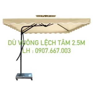 Dù vuông lệch tâm 2.5mx2.5m màu kem 2 tầng