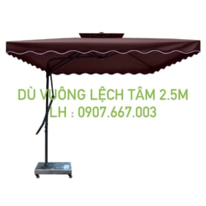 Dù vuông lệch tâm 2.5mx2.5m màu nâu 2 tầng