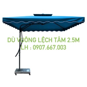 Dù vuông lệch tâm 2.5mx2.5m màu xanh biển 2 tầng