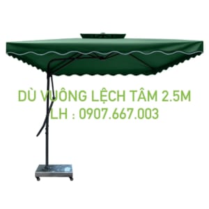 Dù vuông lệch tâm 2.5mx2.5m màu xanh rêu 2 tầng