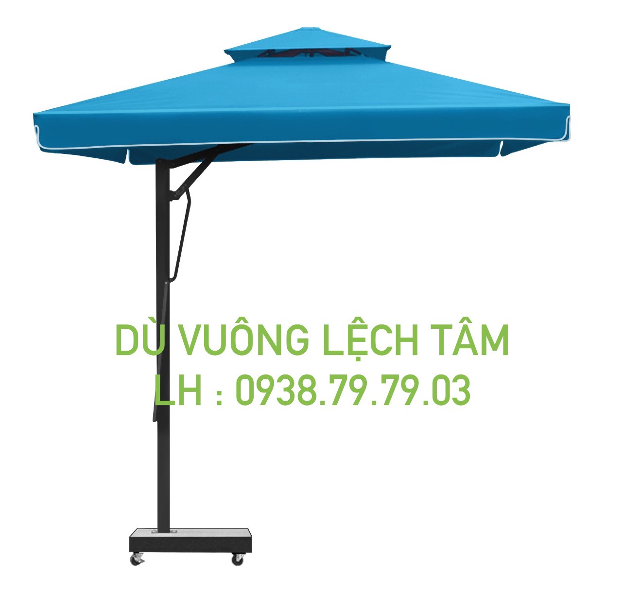 Dù vuông lệch tâm kích thước 3mx3m màu xanh biển